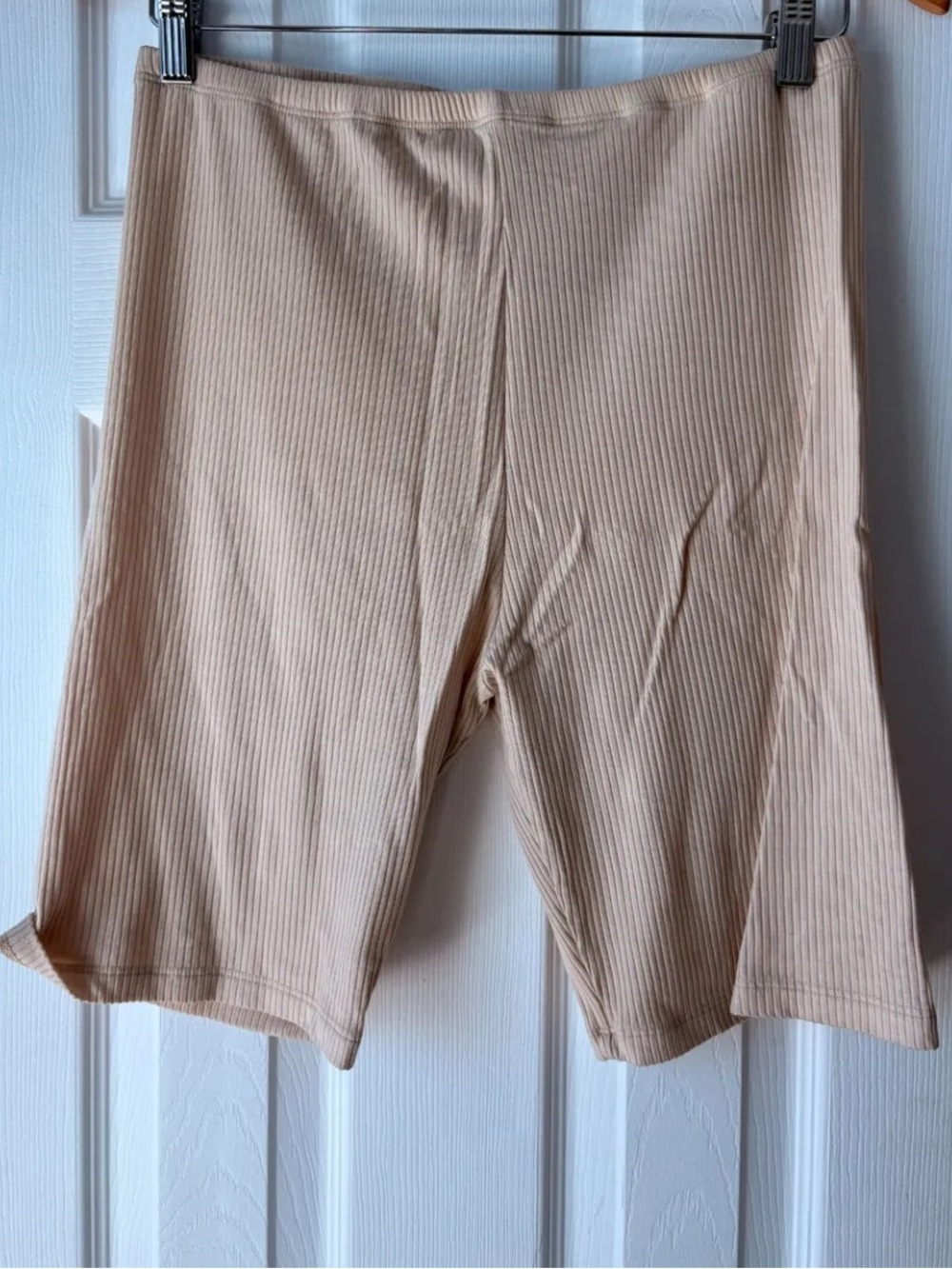 OZMA Ribbed tensel Beige Bike Shorts